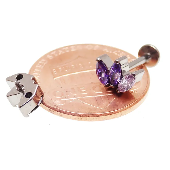 Body Clickers Body Jewelry Marquise Titanium Petal Flatback Earring Earrings