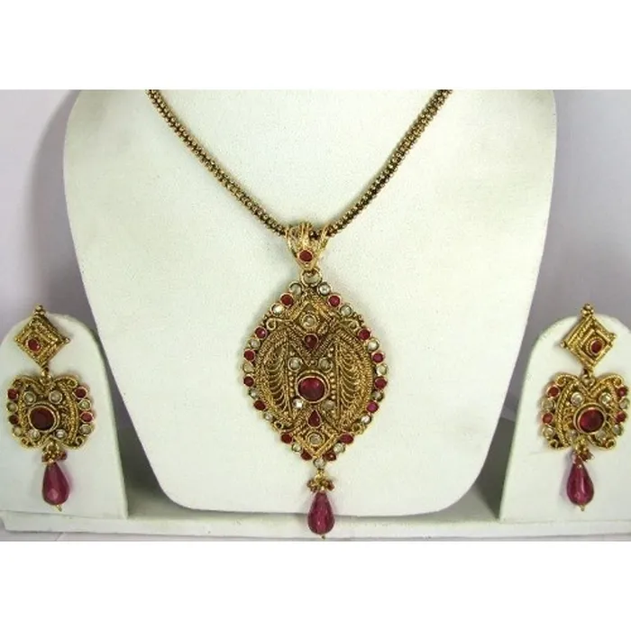 Bollywood Fashion Red Polki Pendant Earrings Chain Gold plated Jewelry Set Karizma Jewels Earrings Bollywood Fashion Red Polki Pendant Earrings Chain Gold plated Jewelry Set Karizma Jewels Earrings