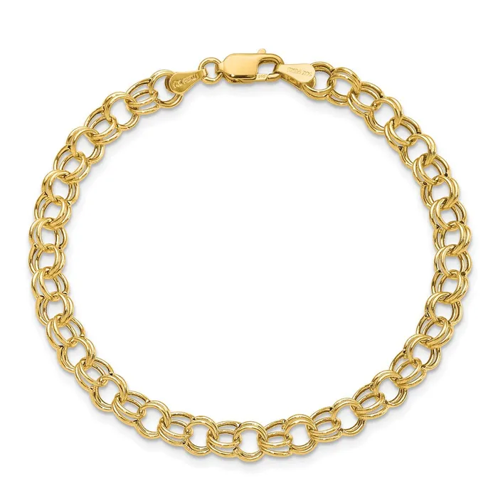 Bracelets 14k Hollow Double Link Charm BraceletWBCDO5417 WB Choice Jewelry Bracelets 14k Hollow Double Link Charm BraceletWBCDO5417 WB Choice Jewelry