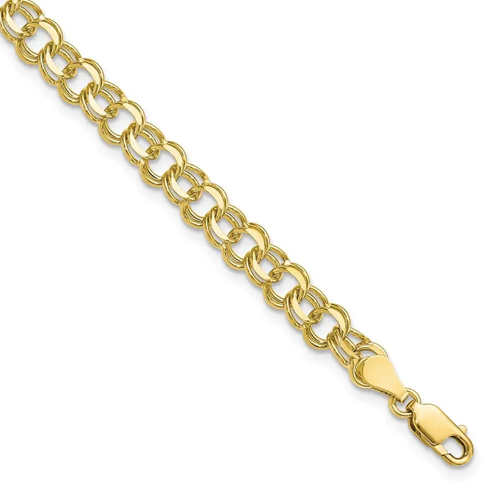 Bracelets WB Choice Jewelry 10KY Solid Double Link Charm BraceletWBC10CH38 Bracelets WB Choice Jewelry 10KY Solid Double Link Charm BraceletWBC10CH38