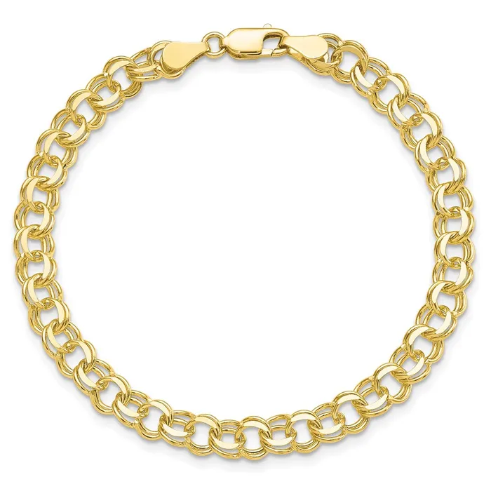 Bracelets WB Choice Jewelry 10KY Solid Double Link Charm BraceletWBC10CH38 Bracelets WB Choice Jewelry 10KY Solid Double Link Charm BraceletWBC10CH38