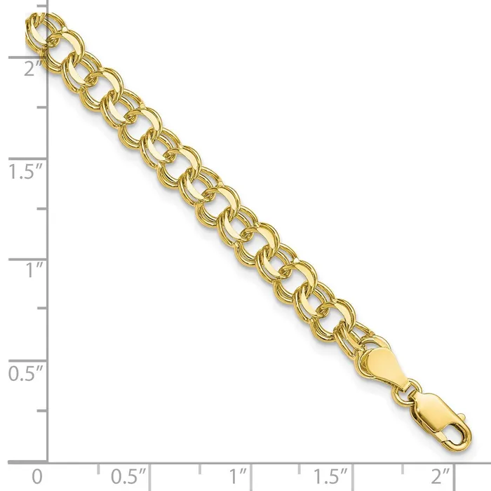Bracelets WB Choice Jewelry 10KY Solid Double Link Charm BraceletWBC10CH38 Bracelets WB Choice Jewelry 10KY Solid Double Link Charm BraceletWBC10CH38