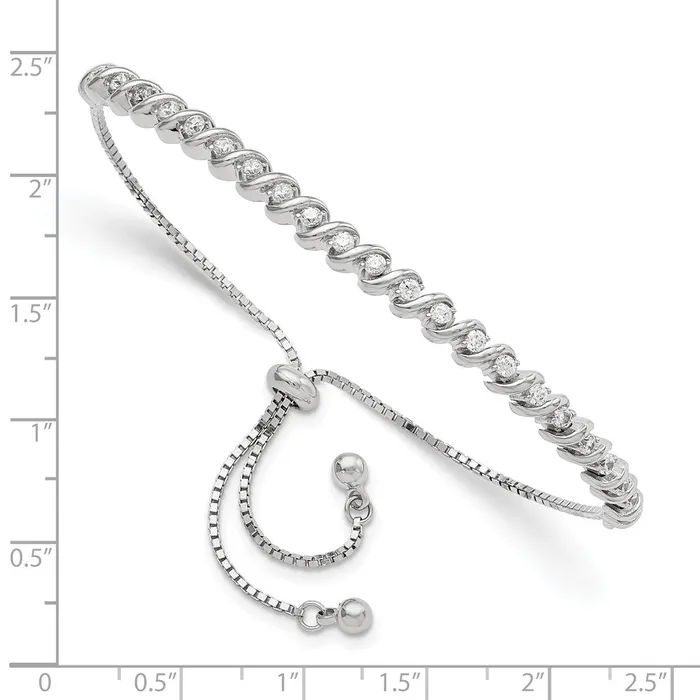 Bracelets WB Choice Jewelry Sterling Silver Polished Rhodiumplated CZ Adjustable BraceletWBCQG5951 Bracelets WB Choice Jewelry Sterling Silver Polished Rhodiumplated CZ Adjustable BraceletWBCQG5951