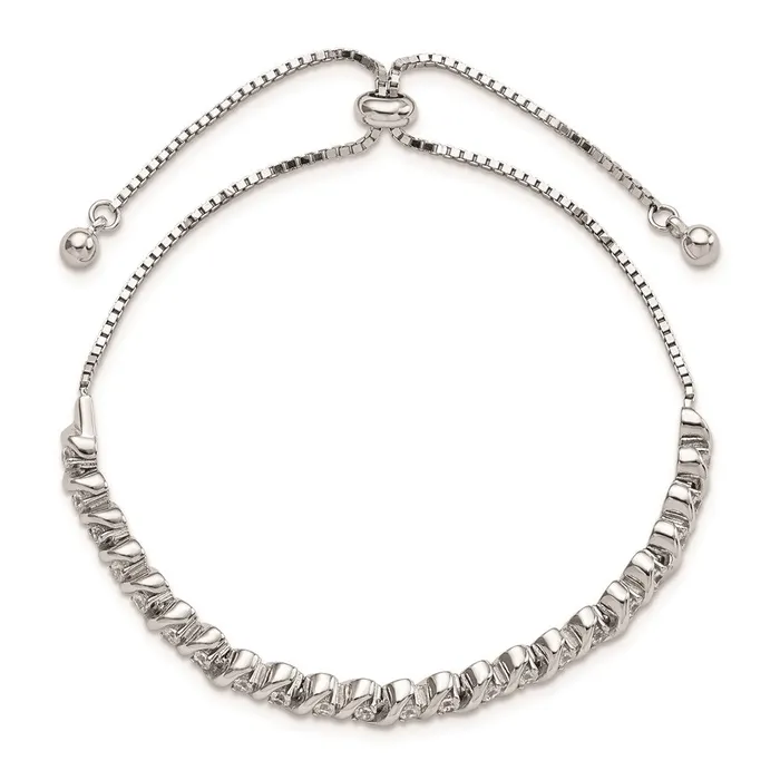 Bracelets WB Choice Jewelry Sterling Silver Polished Rhodiumplated CZ Adjustable BraceletWBCQG5951 Bracelets WB Choice Jewelry Sterling Silver Polished Rhodiumplated CZ Adjustable BraceletWBCQG5951