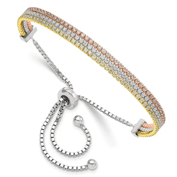Bracelets WB Choice Jewelry Sterling Silver Rose Goldtone CZ Adjustable BraceletWBCQG5944 Bracelets WB Choice Jewelry Sterling Silver Rose Goldtone CZ Adjustable BraceletWBCQG5944