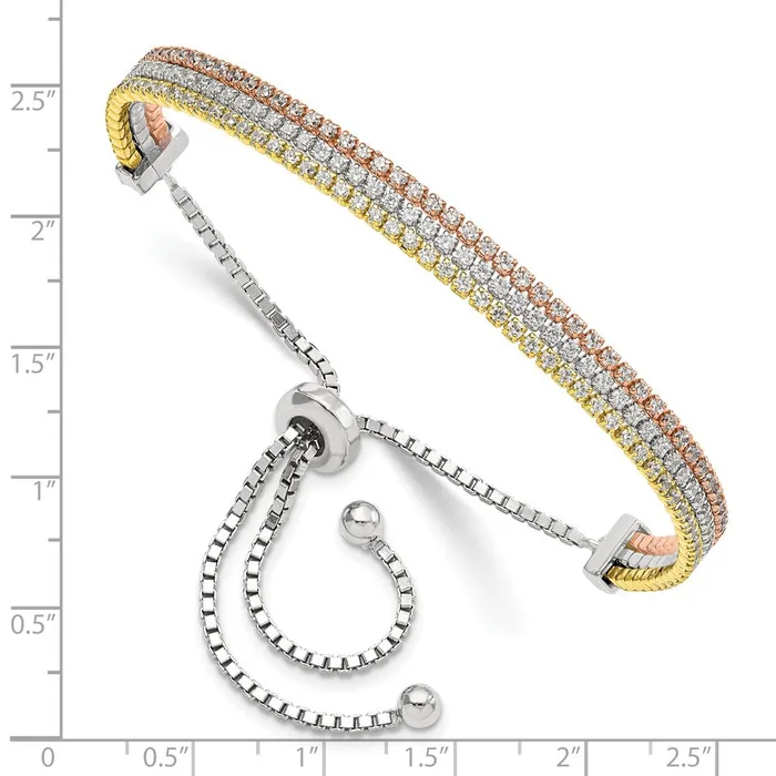 Bracelets WB Choice Jewelry Sterling Silver Rose Goldtone CZ Adjustable BraceletWBCQG5944 Bracelets WB Choice Jewelry Sterling Silver Rose Goldtone CZ Adjustable BraceletWBCQG5944