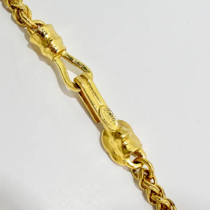 Chanel 1995 Gold Tone Gripoix Glass Pendant Necklace Vintage by Misty Necklaces