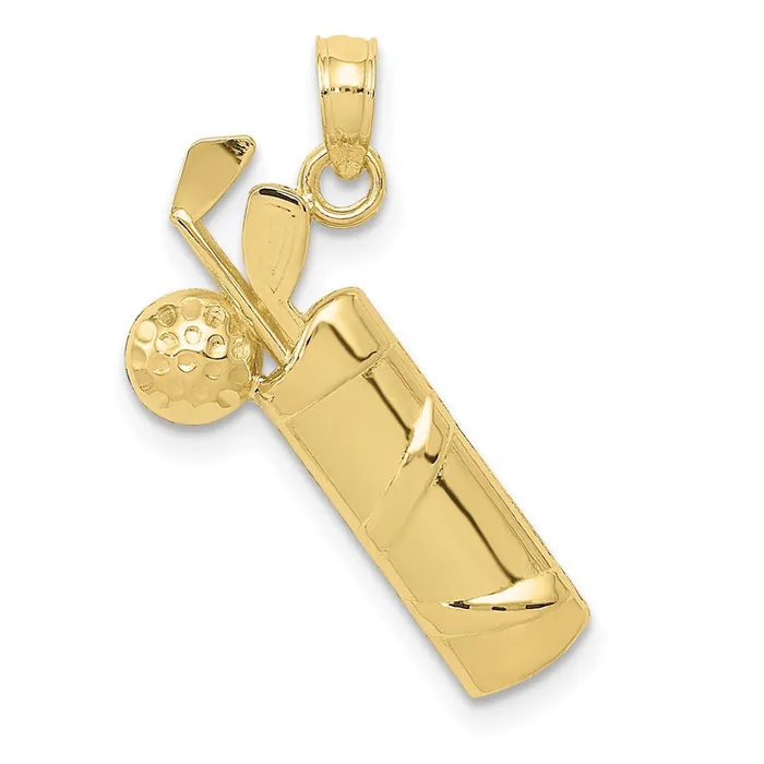 Charm Necklaces 10k Polished Golf Bag CharmWBC10K4963 WB Choice Jewelry