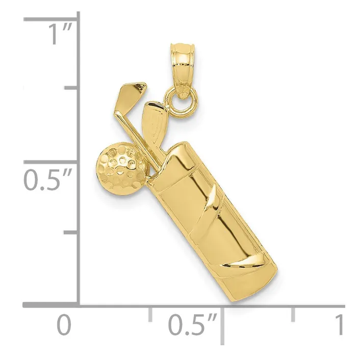 Charm Necklaces 10k Polished Golf Bag CharmWBC10K4963 WB Choice Jewelry Charm Necklaces 10k Polished Golf Bag CharmWBC10K4963 WB Choice Jewelry