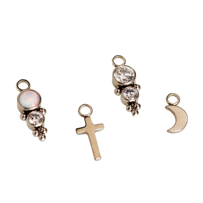 Charm Necklaces Halobes Titanium Charm CZ Beaded Cluster
