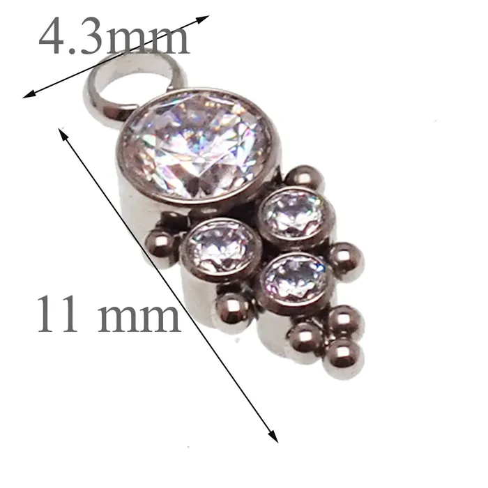 Charm Necklaces Halobes Titanium Charm CZ Beaded Cluster