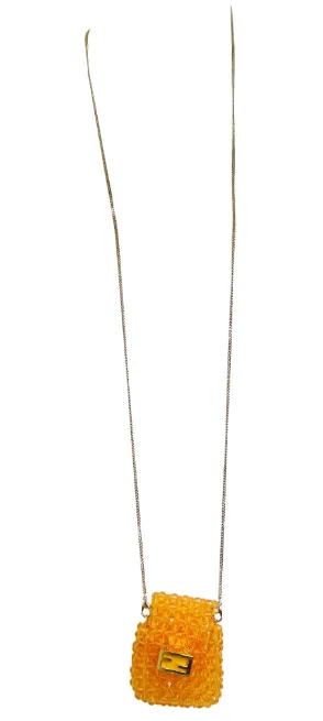 Charm Necklaces Vintage by Misty Fendi Glass Vitello King Beaded Mini Pico Baguette Charm