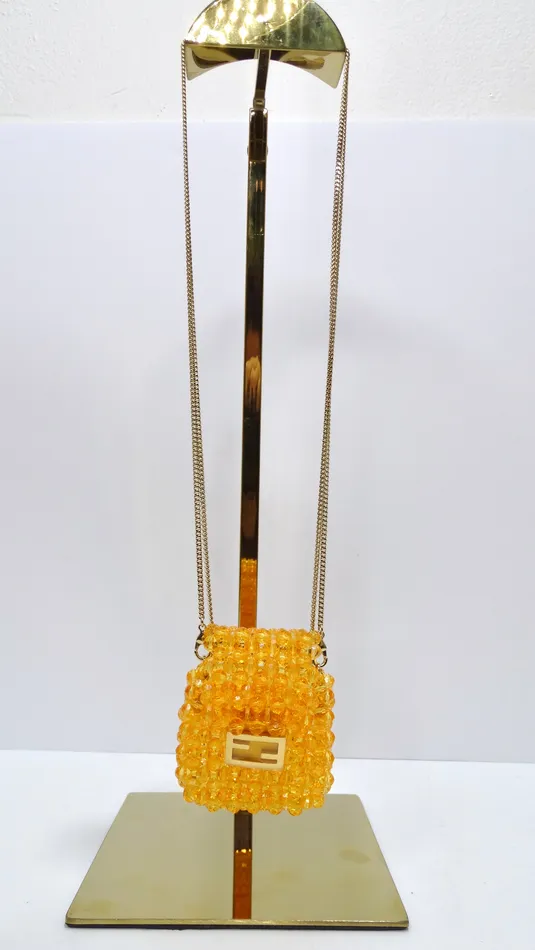 Charm Necklaces Vintage by Misty Fendi Glass Vitello King Beaded Mini Pico Baguette Charm