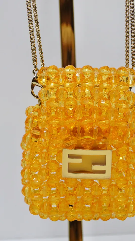 Charm Necklaces Vintage by Misty Fendi Glass Vitello King Beaded Mini Pico Baguette Charm