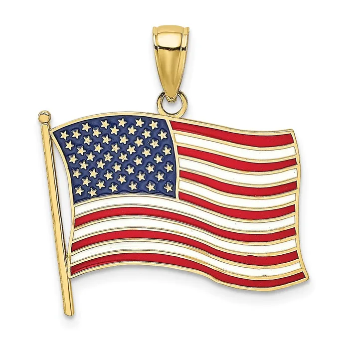 Charm Necklaces WB Choice Jewelry 10K w Enamel American Flag CharmWBC10K6639 Charm Necklaces WB Choice Jewelry 10K w Enamel American Flag CharmWBC10K6639