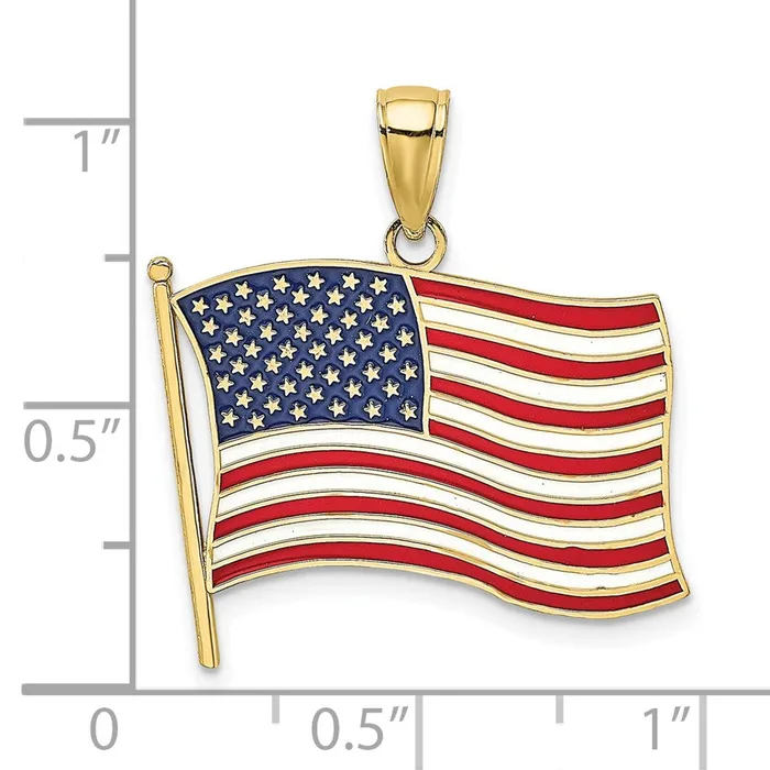 Charm Necklaces WB Choice Jewelry 10K w Enamel American Flag CharmWBC10K6639 Charm Necklaces WB Choice Jewelry 10K w Enamel American Flag CharmWBC10K6639