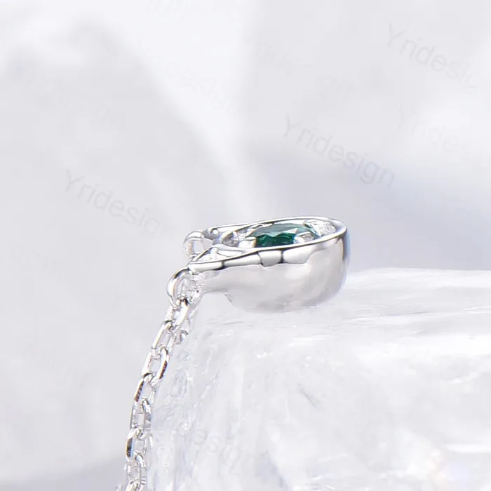 Dainty cat emerald pendant necklace silver white gold pendant necklace unique personalized gift Cats Paw anniversary gift for daughter PENFINE Necklaces Dainty cat emerald pendant necklace silver white gold pendant necklace unique personalized gift Cats Paw anniversary gift for daughter PENFINE Necklaces