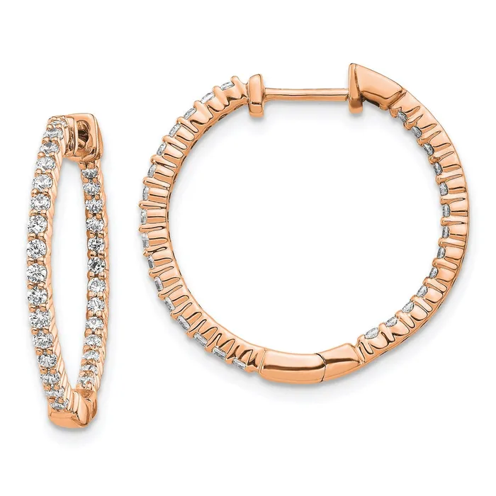 Earrings 14k Rose Gold Polished Diamond InOut Hinged Hoop EarringsWBCEM5431062RA WB Choice Jewelry Earrings 14k Rose Gold Polished Diamond InOut Hinged Hoop EarringsWBCEM5431062RA WB Choice Jewelry