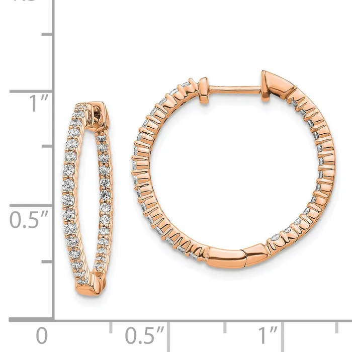 Earrings 14k Rose Gold Polished Diamond InOut Hinged Hoop EarringsWBCEM5431062RA WB Choice Jewelry Earrings 14k Rose Gold Polished Diamond InOut Hinged Hoop EarringsWBCEM5431062RA WB Choice Jewelry