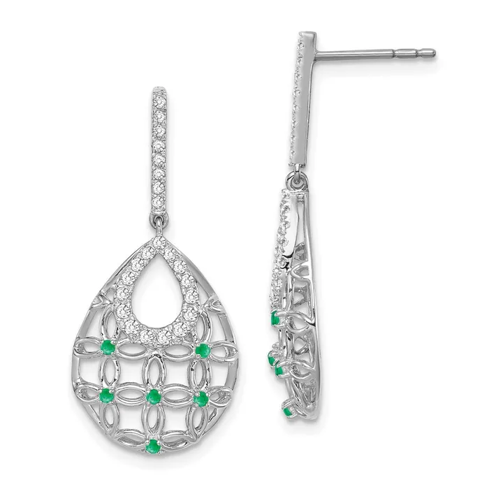 Earrings 14k White Gold Emerald and Diamond Dangle EarringsWBCEM7251EM033WA WB Choice Jewelry Earrings 14k White Gold Emerald and Diamond Dangle EarringsWBCEM7251EM033WA WB Choice Jewelry