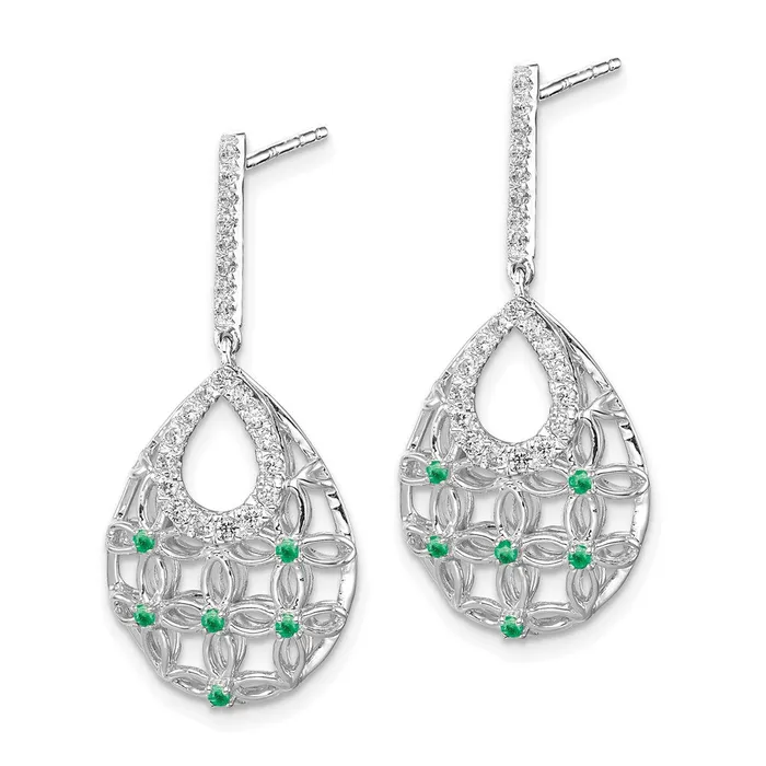 Earrings 14k White Gold Emerald and Diamond Dangle EarringsWBCEM7251EM033WA WB Choice Jewelry Earrings 14k White Gold Emerald and Diamond Dangle EarringsWBCEM7251EM033WA WB Choice Jewelry