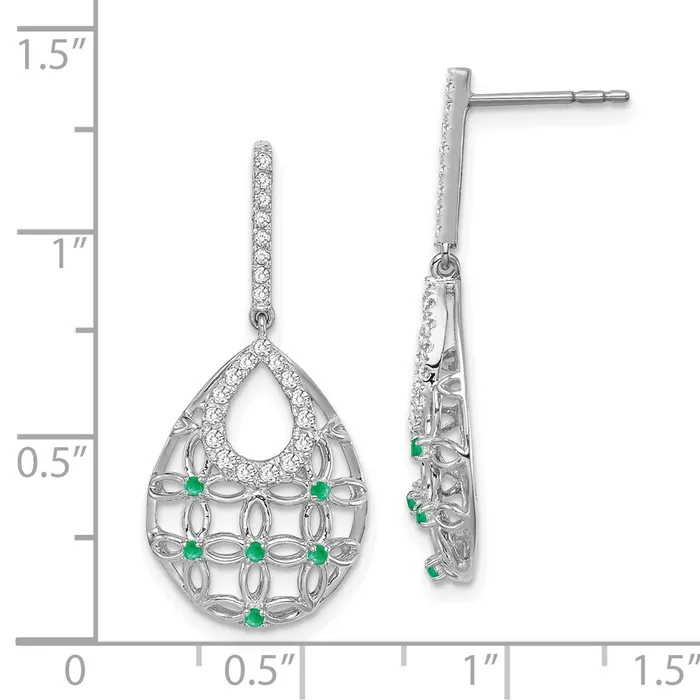 Earrings 14k White Gold Emerald and Diamond Dangle EarringsWBCEM7251EM033WA WB Choice Jewelry Earrings 14k White Gold Emerald and Diamond Dangle EarringsWBCEM7251EM033WA WB Choice Jewelry