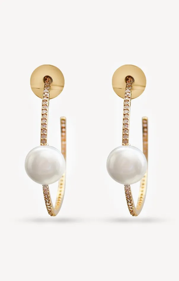 Earrings Celine Pearl Hoop Earrings PRERTO ECOMMERCE PRIVATE LIMITED