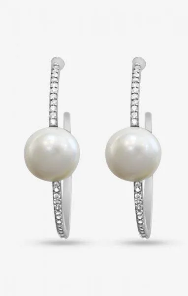 Earrings Celine Pearl Hoop Earrings PRERTO ECOMMERCE PRIVATE LIMITED