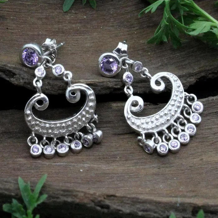Earrings httpswwwkarizmajewelscom Fine Silver CZ Silver Earring Set In Platinum Finish