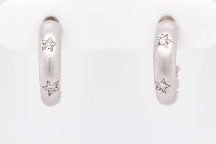 Earrings SHAI GUT ESTATE PIECES 18KW 02CTTW DIAMOND SMALL HOOP EARRINGS