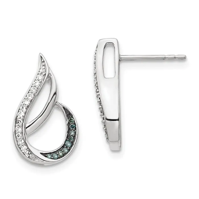 Earrings Sterling Silver Rhod Plated Polished DiamondBlue Diamond Post EarringsWBCQE12917 WB Choice Jewelry Earrings Sterling Silver Rhod Plated Polished DiamondBlue Diamond Post EarringsWBCQE12917 WB Choice Jewelry