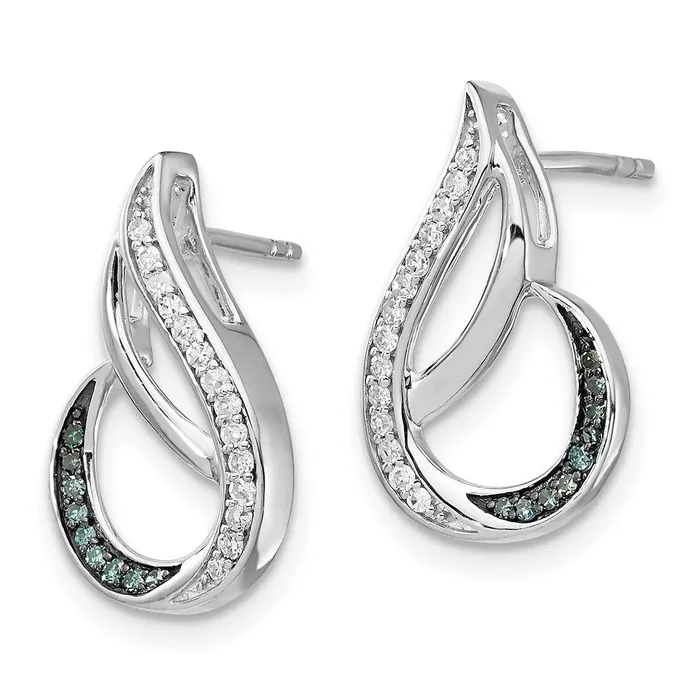 Earrings Sterling Silver Rhod Plated Polished DiamondBlue Diamond Post EarringsWBCQE12917 WB Choice Jewelry Earrings Sterling Silver Rhod Plated Polished DiamondBlue Diamond Post EarringsWBCQE12917 WB Choice Jewelry