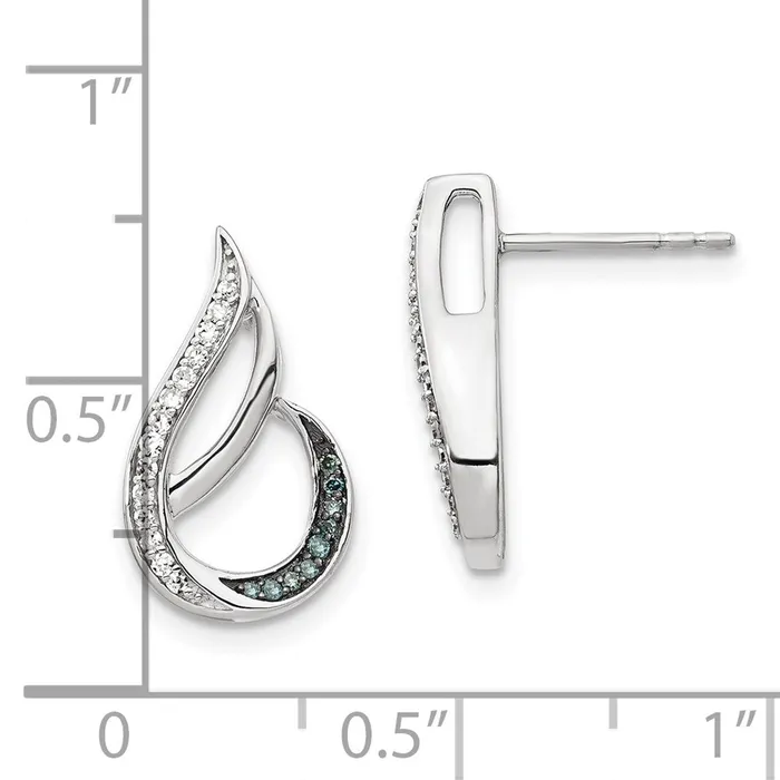 Earrings Sterling Silver Rhod Plated Polished DiamondBlue Diamond Post EarringsWBCQE12917 WB Choice Jewelry Earrings Sterling Silver Rhod Plated Polished DiamondBlue Diamond Post EarringsWBCQE12917 WB Choice Jewelry
