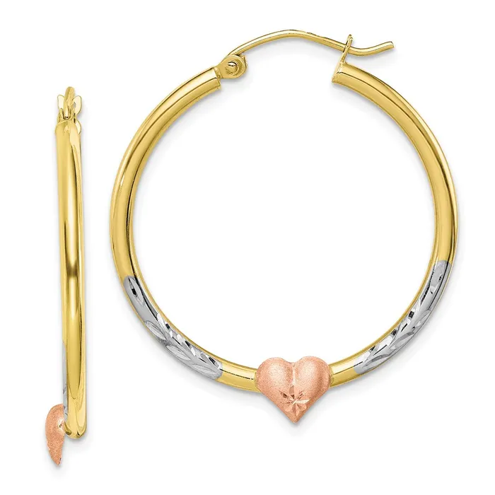 Earrings WB Choice Jewelry 10k Twotone White Rhodium DC Heart Hoop EarringsWBC10ER306 Earrings WB Choice Jewelry 10k Twotone White Rhodium DC Heart Hoop EarringsWBC10ER306