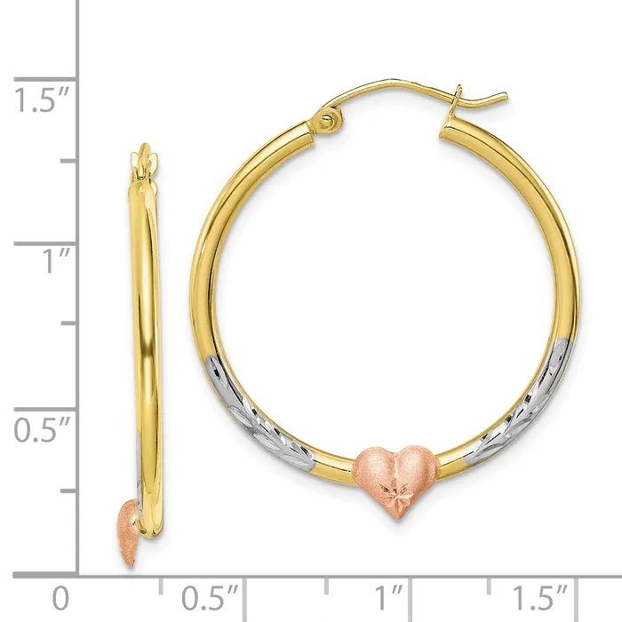 Earrings WB Choice Jewelry 10k Twotone White Rhodium DC Heart Hoop EarringsWBC10ER306 Earrings WB Choice Jewelry 10k Twotone White Rhodium DC Heart Hoop EarringsWBC10ER306