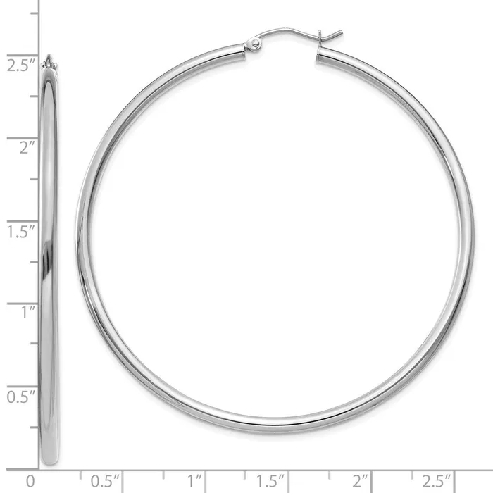 Earrings WB Choice Jewelry 10K White Gold Polished 25mm Lightweight Tube Hoop EarringsWBC10T842L Earrings WB Choice Jewelry 10K White Gold Polished 25mm Lightweight Tube Hoop EarringsWBC10T842L