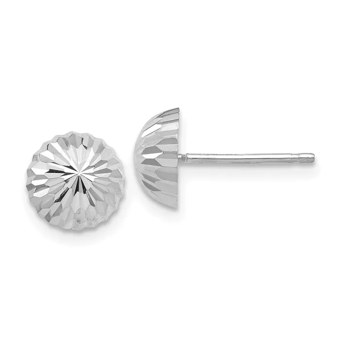Earrings WB Choice Jewelry 10k White Gold Polished DiamondCut Half Ball Post EarringsWBC10XWE207 Earrings WB Choice Jewelry 10k White Gold Polished DiamondCut Half Ball Post EarringsWBC10XWE207