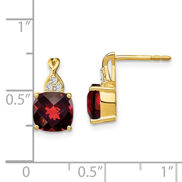 Earrings WB Choice Jewelry 14k Checkerboard Garnet and Diamond EarringsWBCEM4393GA006YA Earrings WB Choice Jewelry 14k Checkerboard Garnet and Diamond EarringsWBCEM4393GA006YA