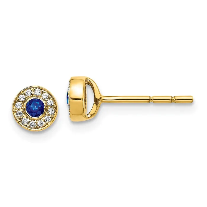 Earrings WB Choice Jewelry 14k Diamond and Sapphire Halo Post EarringsWBCEM5586SA007YA Earrings WB Choice Jewelry 14k Diamond and Sapphire Halo Post EarringsWBCEM5586SA007YA