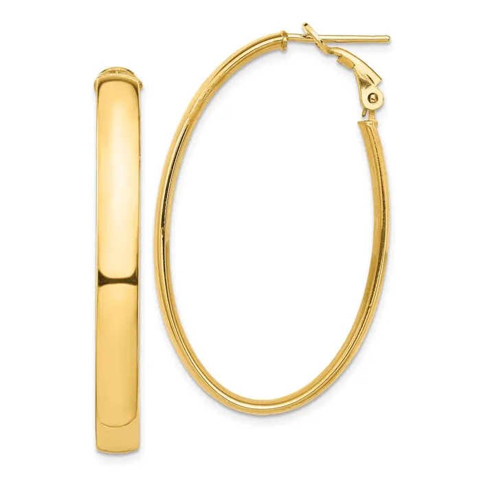 Earrings WB Choice Jewelry 14k High Polished 5mm Oval Omega Back Hoop EarringsWBCPRE960 Earrings WB Choice Jewelry 14k High Polished 5mm Oval Omega Back Hoop EarringsWBCPRE960