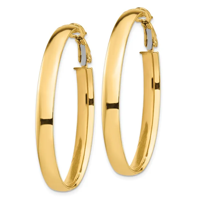 Earrings WB Choice Jewelry 14k High Polished 5mm Oval Omega Back Hoop EarringsWBCPRE960 Earrings WB Choice Jewelry 14k High Polished 5mm Oval Omega Back Hoop EarringsWBCPRE960