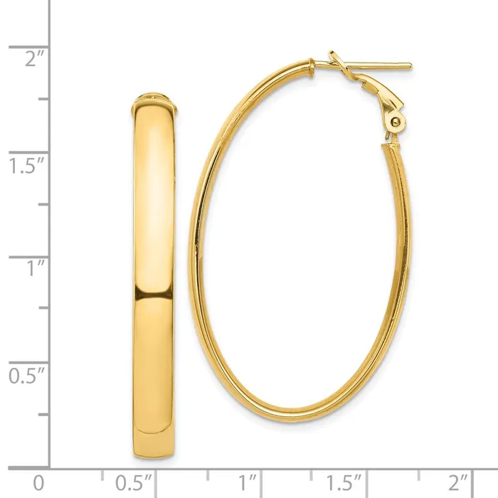 Earrings WB Choice Jewelry 14k High Polished 5mm Oval Omega Back Hoop EarringsWBCPRE960 Earrings WB Choice Jewelry 14k High Polished 5mm Oval Omega Back Hoop EarringsWBCPRE960