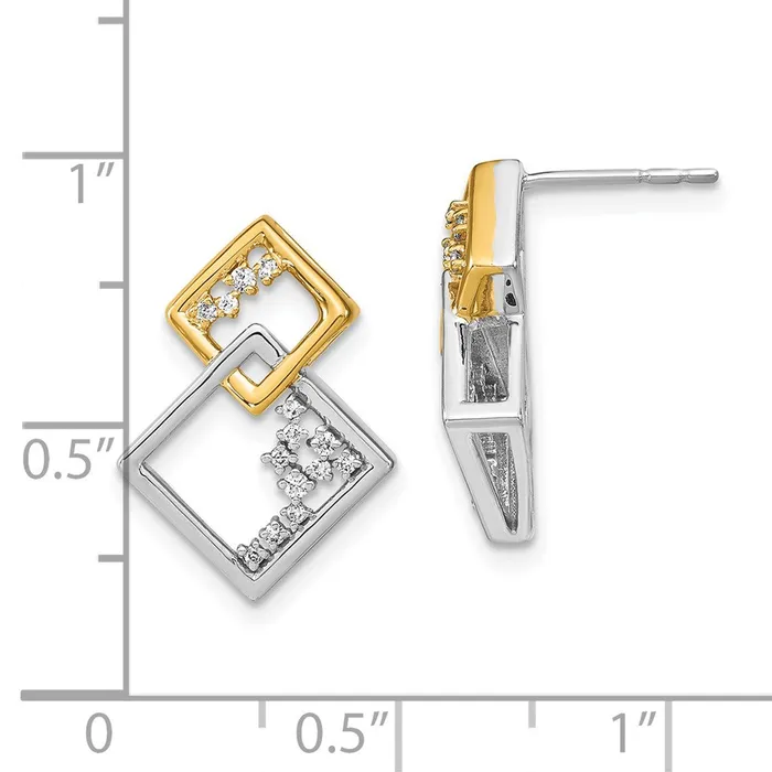Earrings WB Choice Jewelry 14k Twotone Polished Double Square Diamond Post EarringsWBCEM6861013WYA Earrings WB Choice Jewelry 14k Twotone Polished Double Square Diamond Post EarringsWBCEM6861013WYA