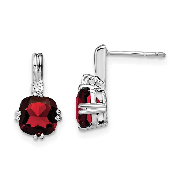 Earrings WB Choice Jewelry 14k White Gold Cushion Garnet and Diamond EarringsWBCEM7083GA004WA Earrings WB Choice Jewelry 14k White Gold Cushion Garnet and Diamond EarringsWBCEM7083GA004WA