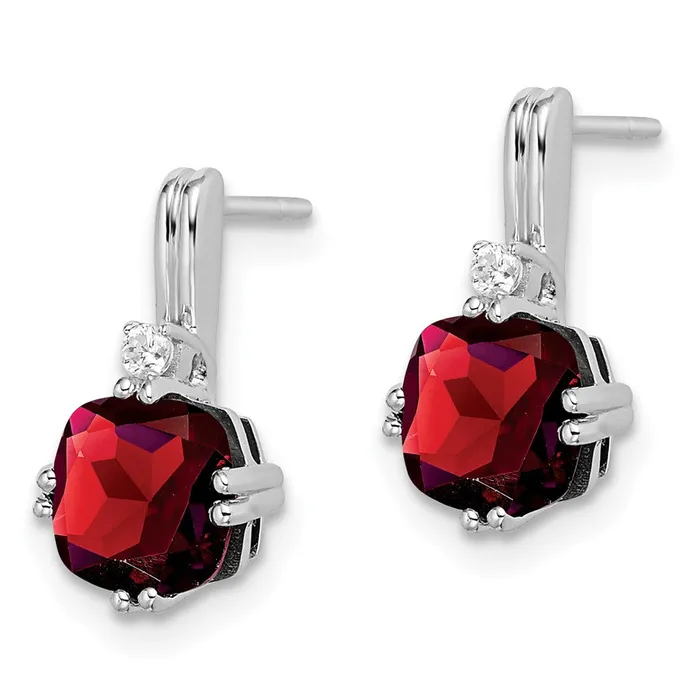 Earrings WB Choice Jewelry 14k White Gold Cushion Garnet and Diamond EarringsWBCEM7083GA004WA Earrings WB Choice Jewelry 14k White Gold Cushion Garnet and Diamond EarringsWBCEM7083GA004WA