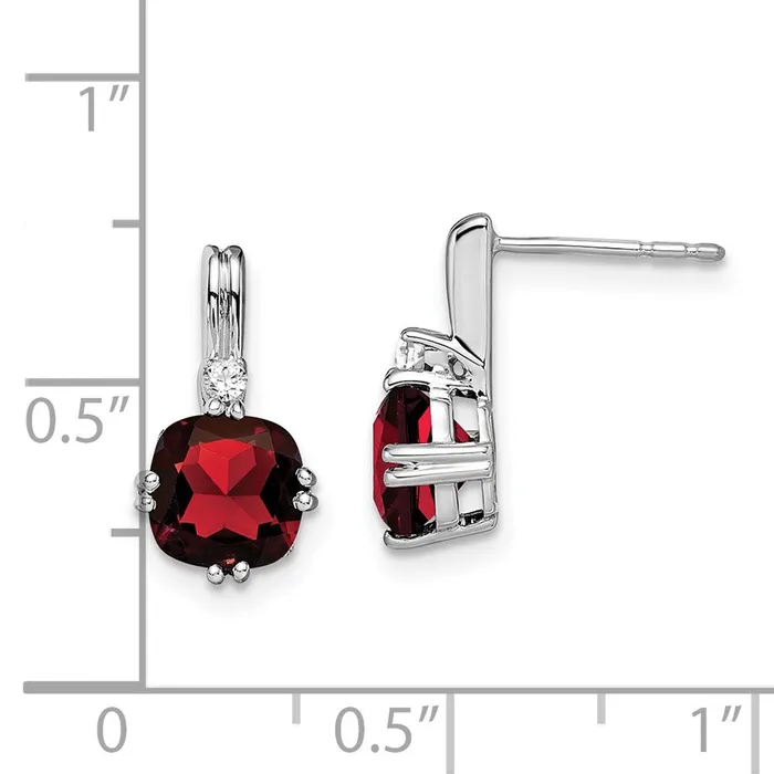 Earrings WB Choice Jewelry 14k White Gold Cushion Garnet and Diamond EarringsWBCEM7083GA004WA Earrings WB Choice Jewelry 14k White Gold Cushion Garnet and Diamond EarringsWBCEM7083GA004WA