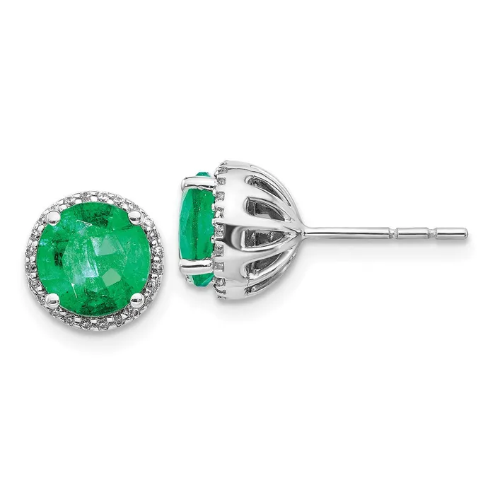 Earrings WB Choice Jewelry 14k White Gold Diamond and Emerald Post EarringsWBCEM5608EM013WA Earrings WB Choice Jewelry 14k White Gold Diamond and Emerald Post EarringsWBCEM5608EM013WA