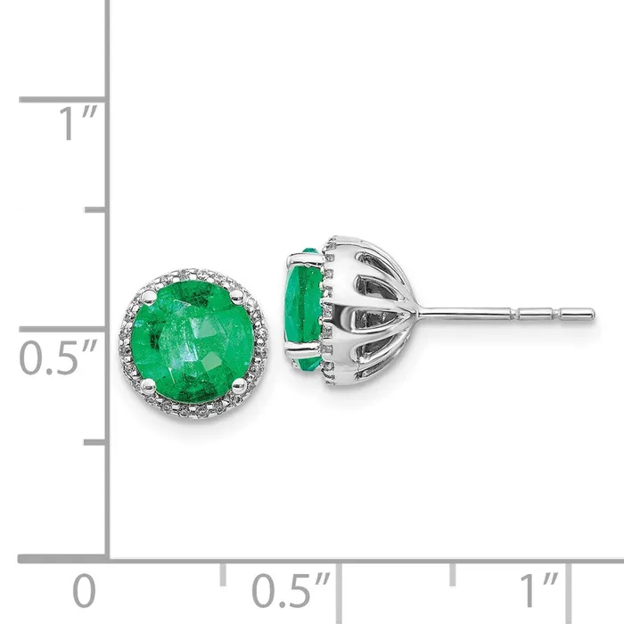 Earrings WB Choice Jewelry 14k White Gold Diamond and Emerald Post EarringsWBCEM5608EM013WA Earrings WB Choice Jewelry 14k White Gold Diamond and Emerald Post EarringsWBCEM5608EM013WA