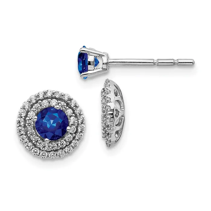 Earrings WB Choice Jewelry 14k White Gold Diamond and Sapphire Stud w Jacket EarringsWBCEM4021SA037WA Earrings WB Choice Jewelry 14k White Gold Diamond and Sapphire Stud w Jacket EarringsWBCEM4021SA037WA