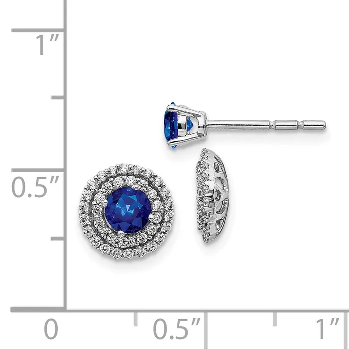 Earrings WB Choice Jewelry 14k White Gold Diamond and Sapphire Stud w Jacket EarringsWBCEM4021SA037WA Earrings WB Choice Jewelry 14k White Gold Diamond and Sapphire Stud w Jacket EarringsWBCEM4021SA037WA